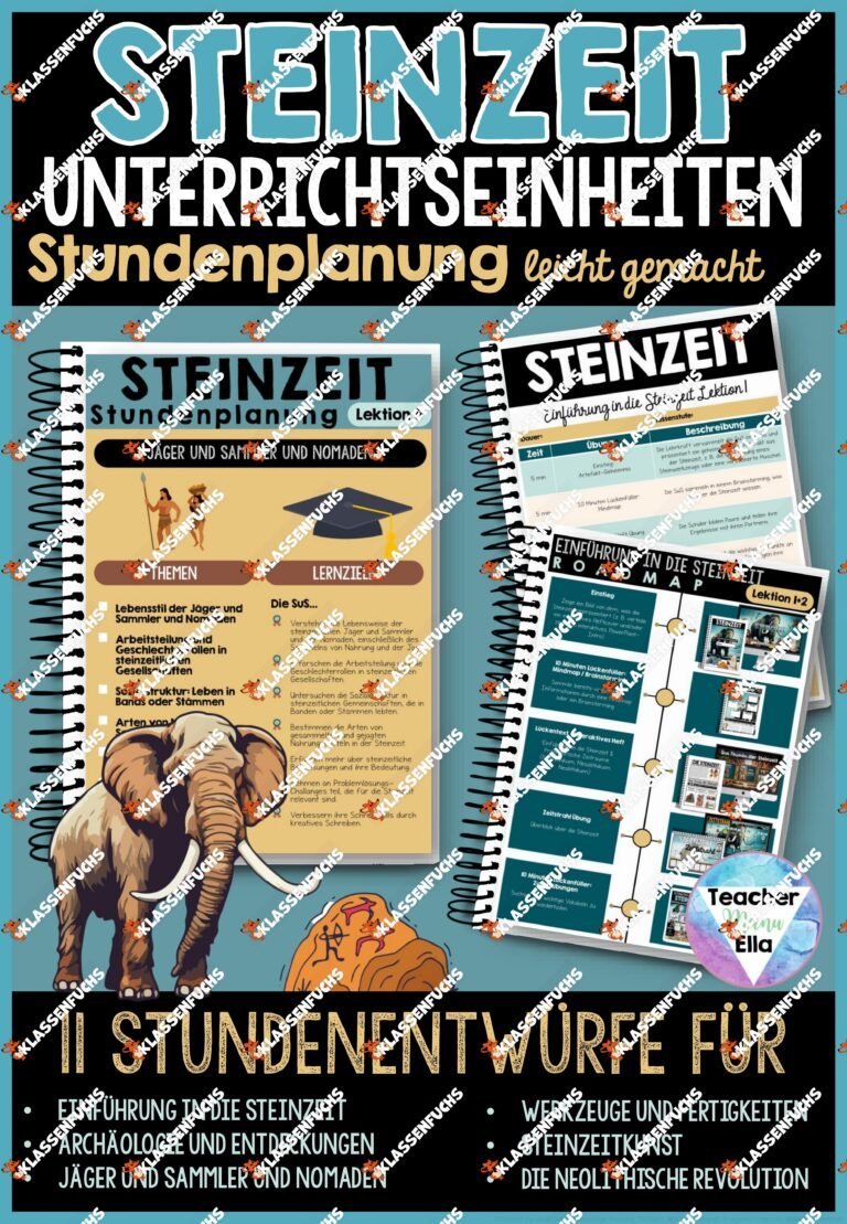 Steinzeit Unterrichtsentwürfe FREEBIE – 11 Stunden fix fertig – Stundenplanung leicht gemacht